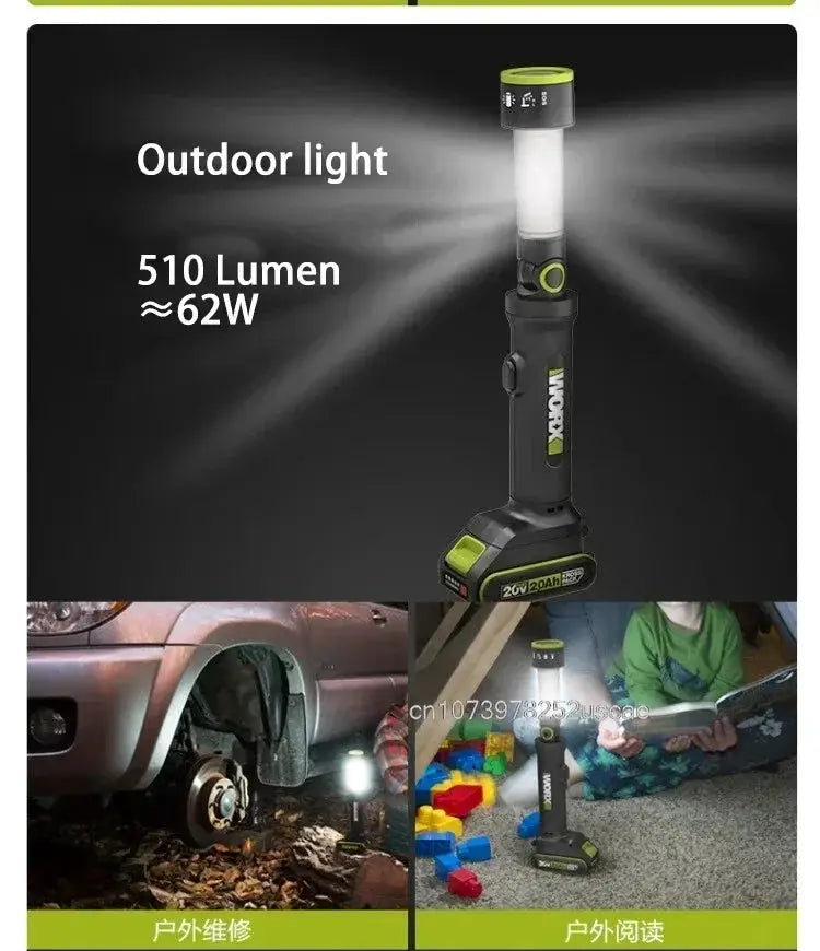 WORX WU010 Multi-function Flashlight Outdoor Portable LED Light Universal Wide Interface Univeral 20V Green Battery Platform from PriceLows™