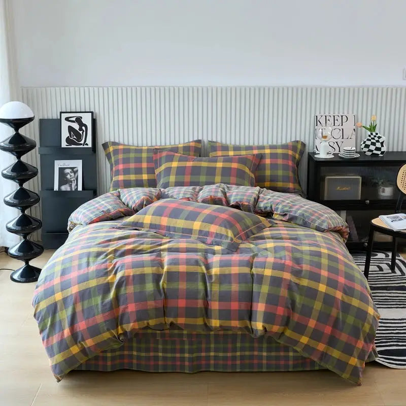 Duvet Cover | 100% Cotton | Plaid Style | 160X210 And 220X240