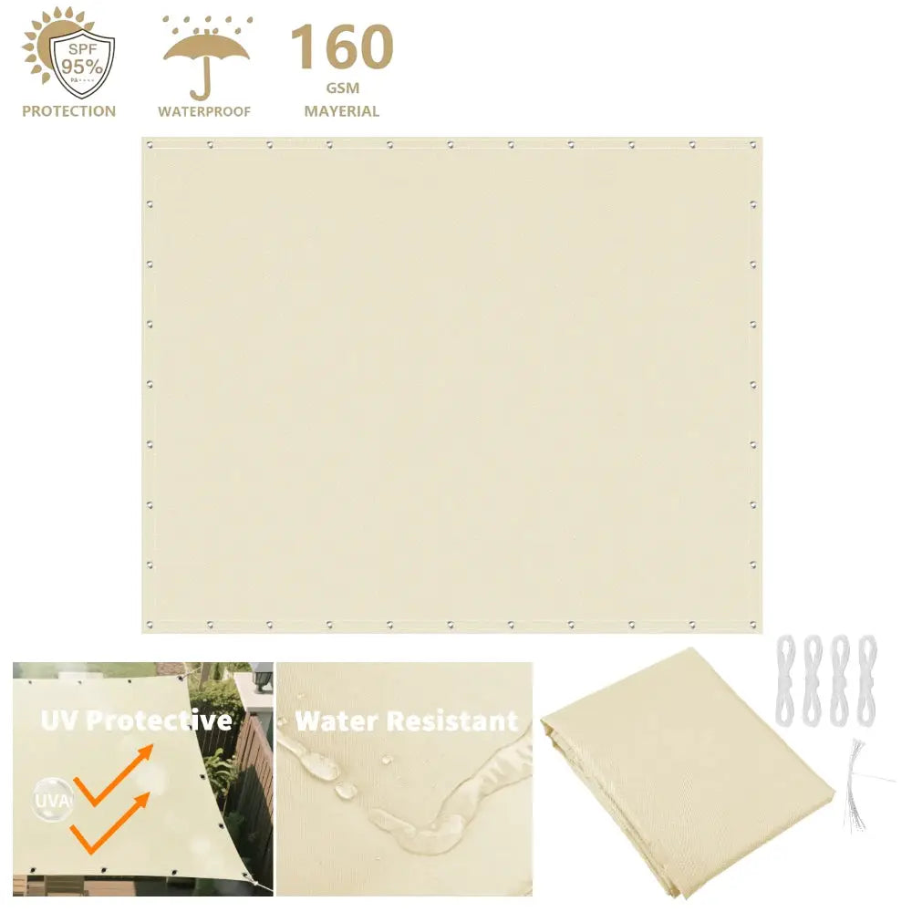 Sun Shade Sail | Waterproof Poly Cotton | UV Block Canopy | Square Rectangle
