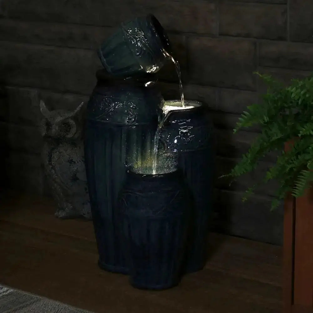 27 Outdoor Ceramic Water Fountain with LED Lights and Adjustable Flow Pump from PriceLows™