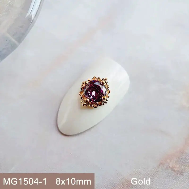 10pcs Pink Black Blue Oval Drop Round Zircon Bright Silver Nails Jewelry Decorations Nail Art Accessories Charms Parts Supplies from PriceLows™