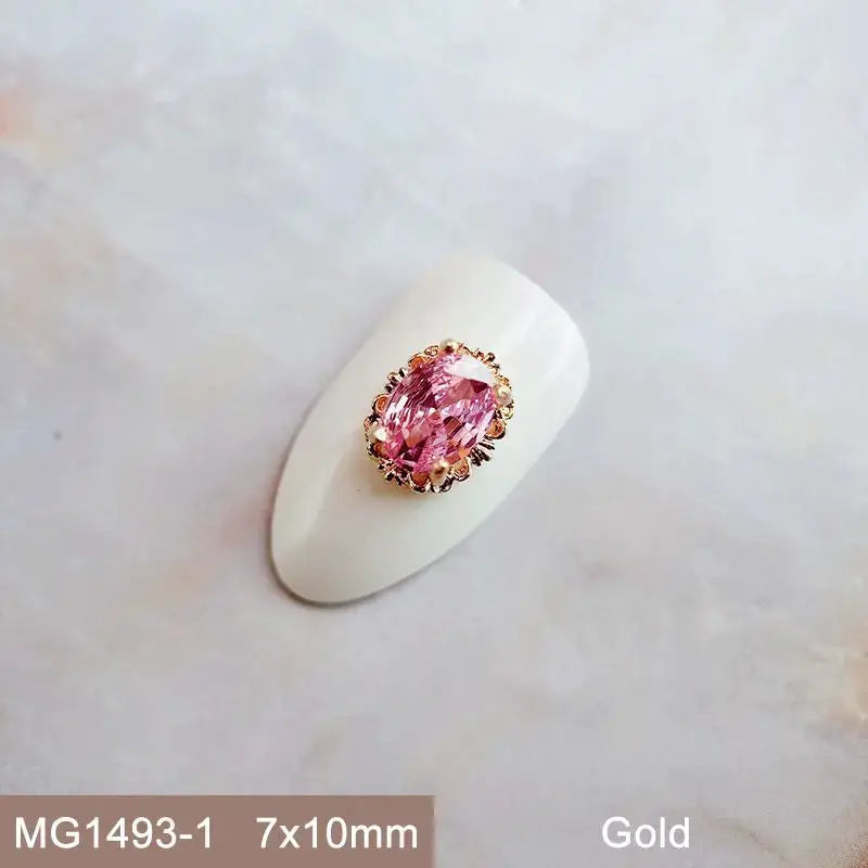 10pcs Pink Black Blue Oval Drop Round Zircon Bright Silver Nails Jewelry Decorations Nail Art Accessories Charms Parts Supplies from PriceLows™