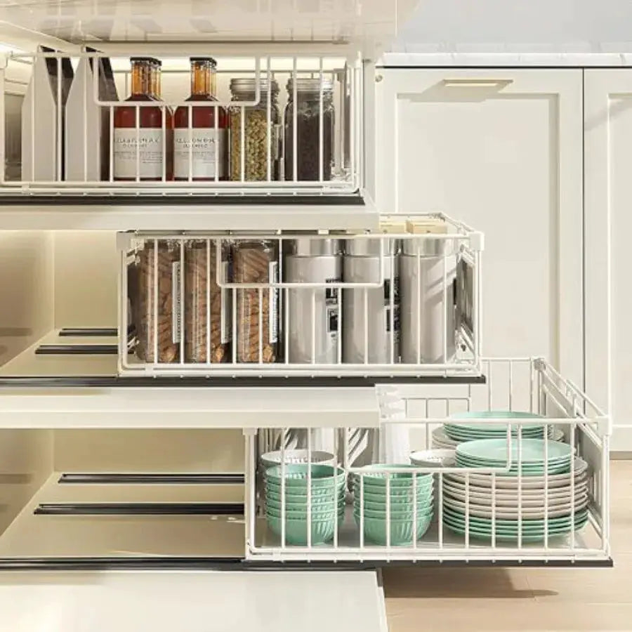 Under Sink Pull-Out Cabinet Organizer for Kitchen and Bathroom Cabinet Storage - Metal Expandable Drawers 12.8-19.49in Width Su from PriceLows™