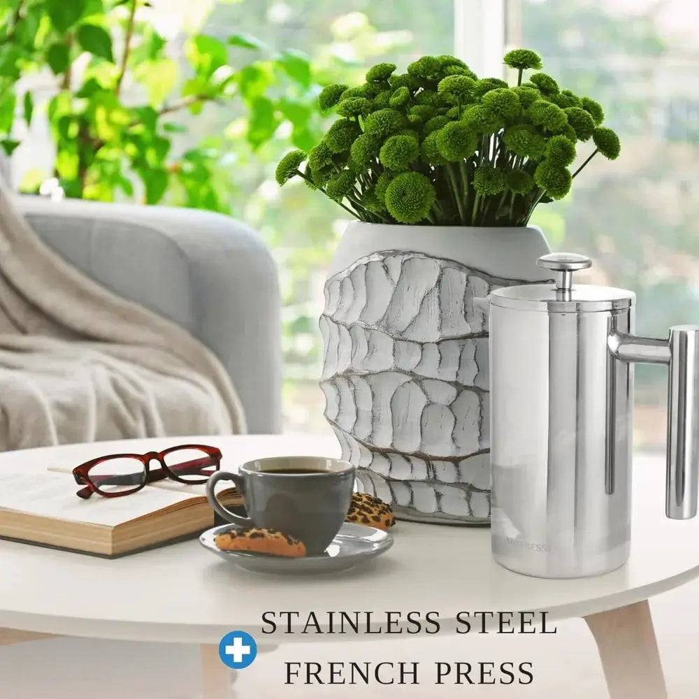 French Press Coffee Maker Stainless Steel Coffee Pot Double Wall Insulated French Press Pot Easy Clean Durable Coffee Tea Brewer from PriceLows™