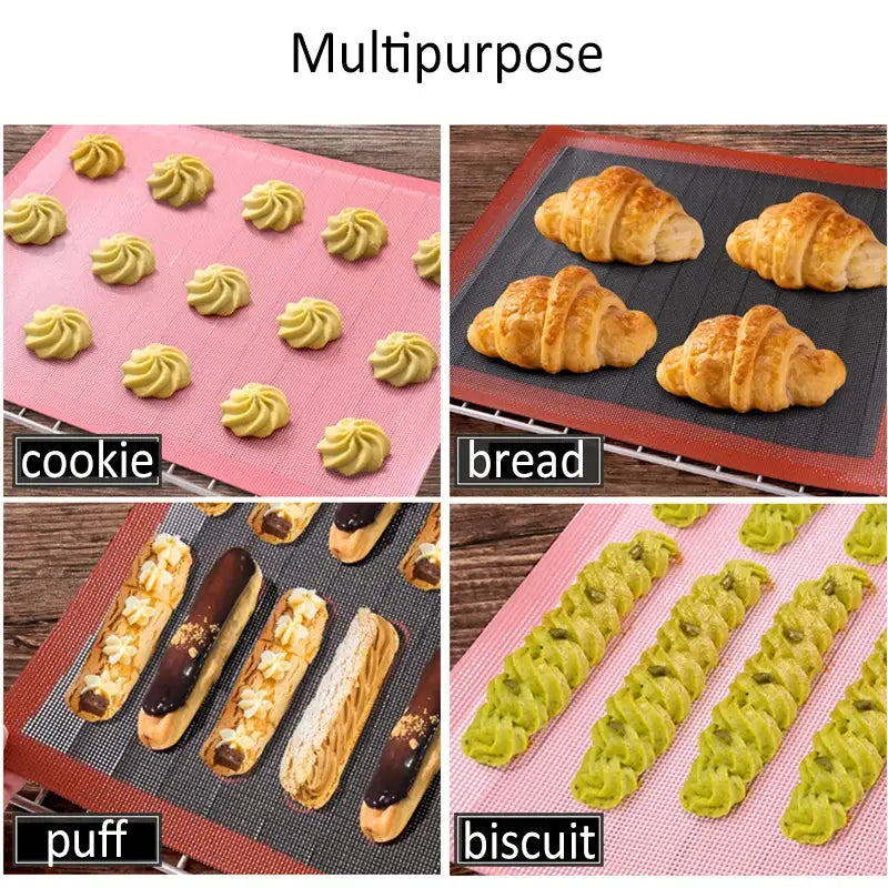 Silicone Baking Mat | Perforated Nonstick Surface | Eclair Macaron Pastry Mold