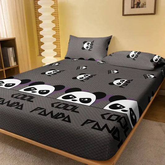 1 Cartoon Cute animal panda printed matte Fitted Sheet, bedroom printed bed cover, bedding (excluding pillowcases) from PriceLows™