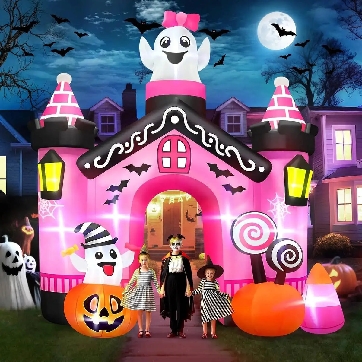 Halloween Inflatable Ghost Archway | 11 Ft | Built In Leds | Outdoor Decor