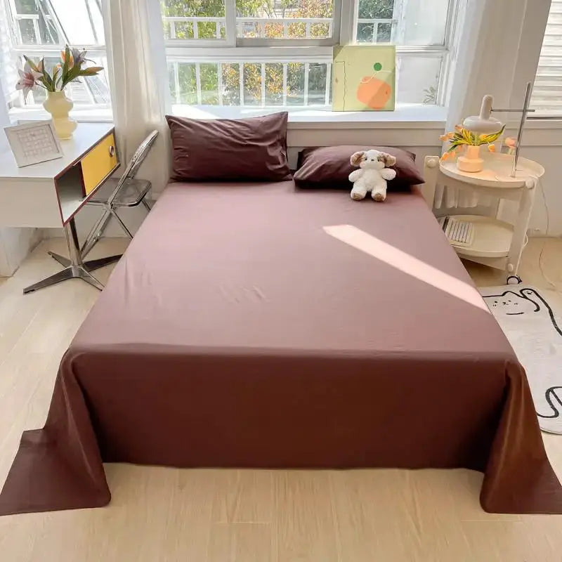 100%Organic Washed Cotton Bed Sheet 3Pcs Basic Percale Weave Soft Breathable Eco-Friendly Kids Adults Flat sheet Pillowcases from PriceLows™