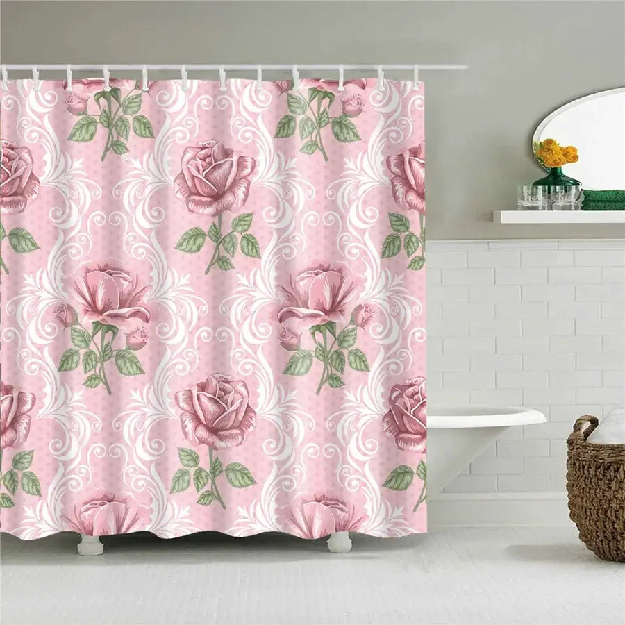 3D Flower Plum Blossom Lotus Lavender Rose Shower Curtains Bathroom Curtain Frabic Waterproof Polyester Bath Curtain with Hooks from PriceLows™