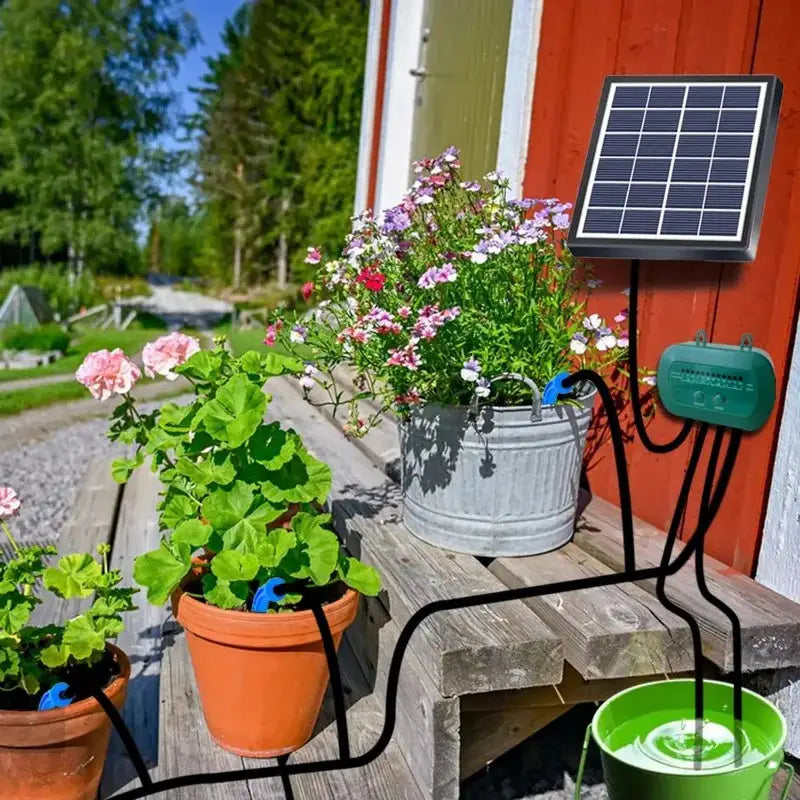 Solar Intelligent Irrigation Kit 6V 2W with Built-in 1800mAh Battery Irrigation for Potted Plants DIY Timed Watering Device from PriceLows™
