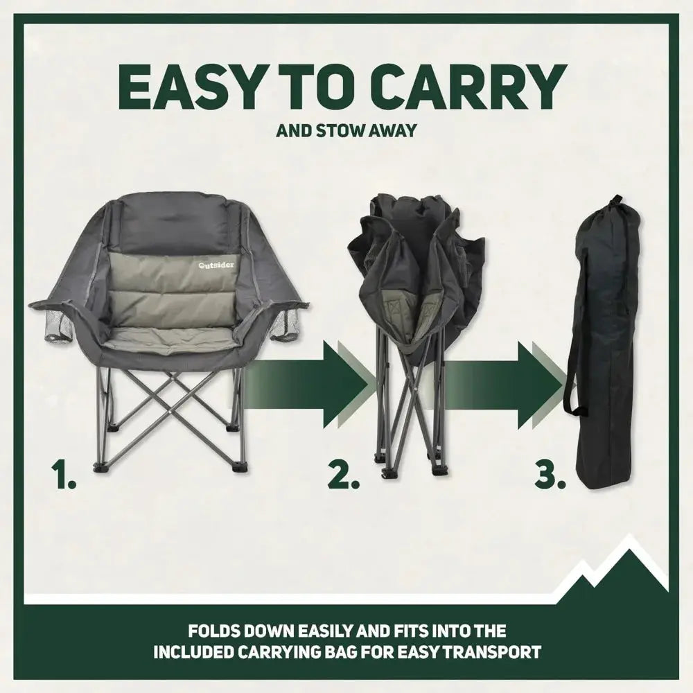 Oversized Camping Chair, Comfort Padded Lounge Chair,Outdoor Camp Folding Chair, Balcony Lounge 400lb Capacity from PriceLows™