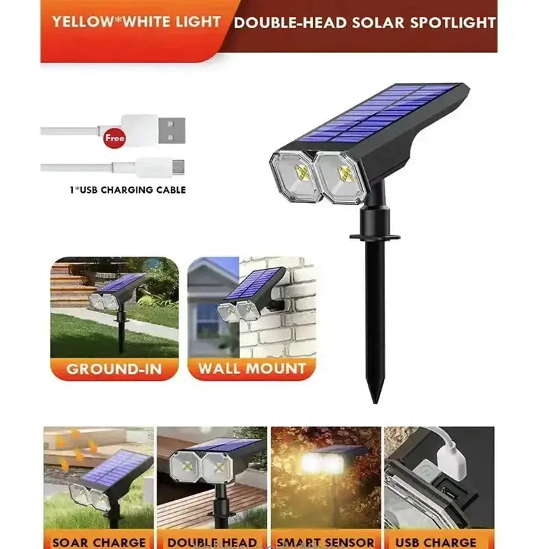 Solar Spotlight Outdoor IP65, Landscape Spotlights Compact Design Flood Light for Garden Yard Pathway House Tree Outside from PriceLows™
