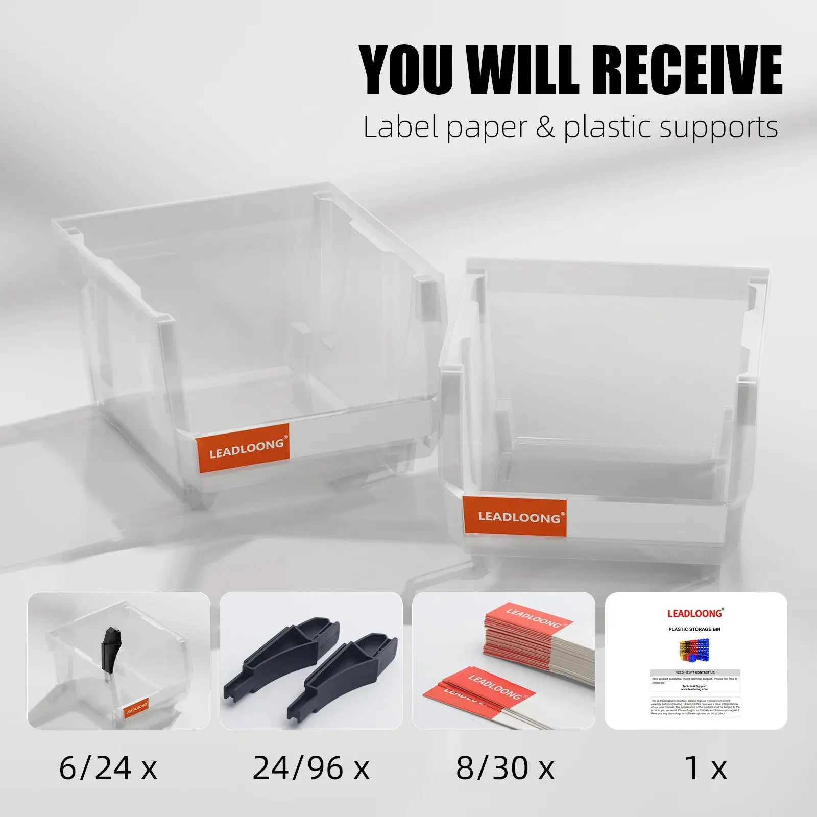 LEADLOONG Transparent Parts Bin 6/24pcs 13.5x10.5x7.6cm/5x4*3inch Classified Storage Box In Maintenance Workshop Garage Tool Bin from PriceLows™