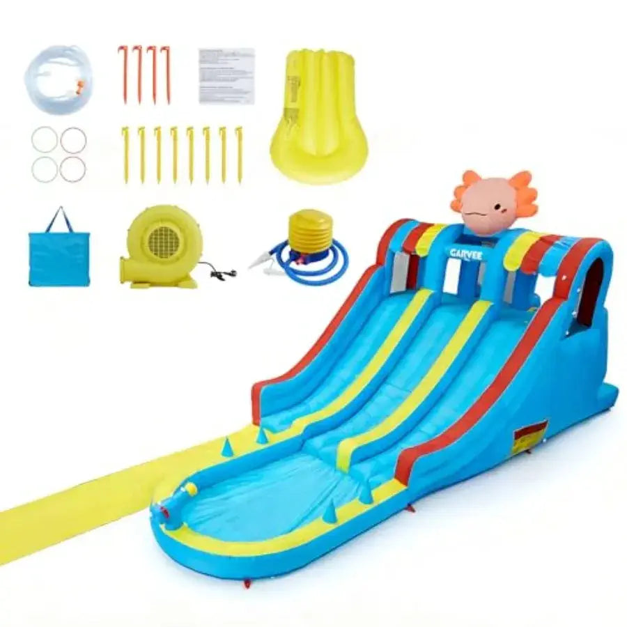 Inflatable Water Park Bounce House for Dual Slides Long Slip Mat Splash Pool Durable Oxford Powerful Blower Hexagonal Dragon Th from PriceLows™