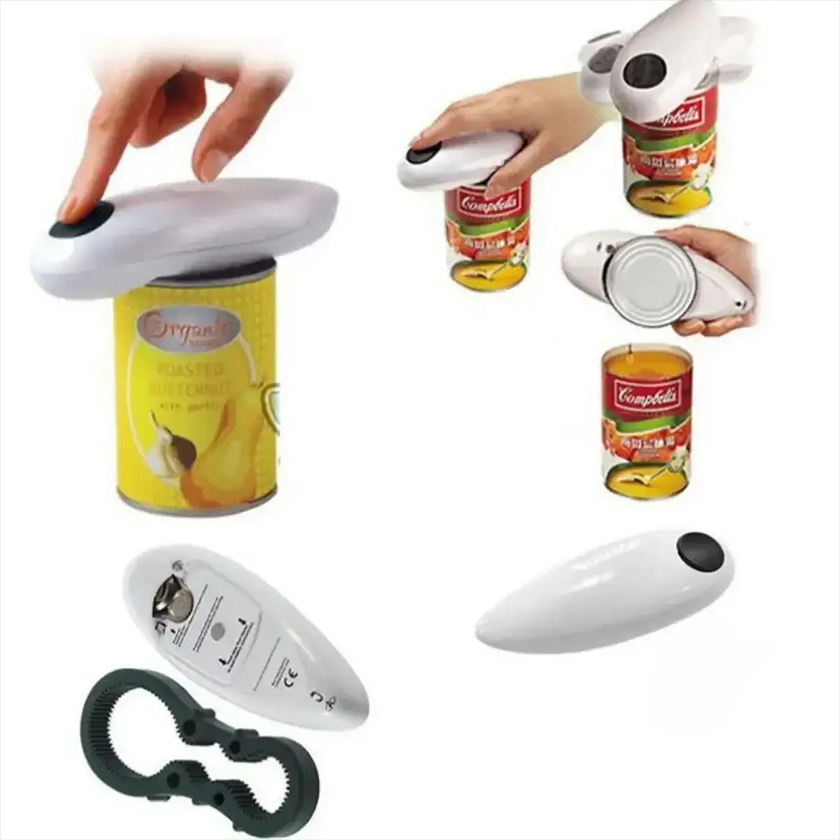 Electric can opener easy and easy to open cans and bottles complimentary 8-character bottle opener (Self provided 2 AA batteries from PriceLows™