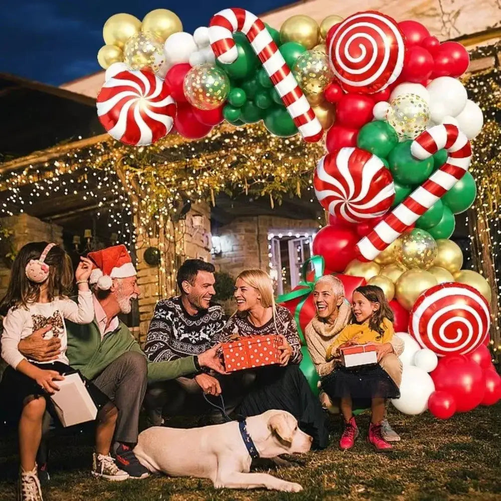 Balloon Garland Kit | Candy Cane Foil Balloons | Latex Confetti Sets