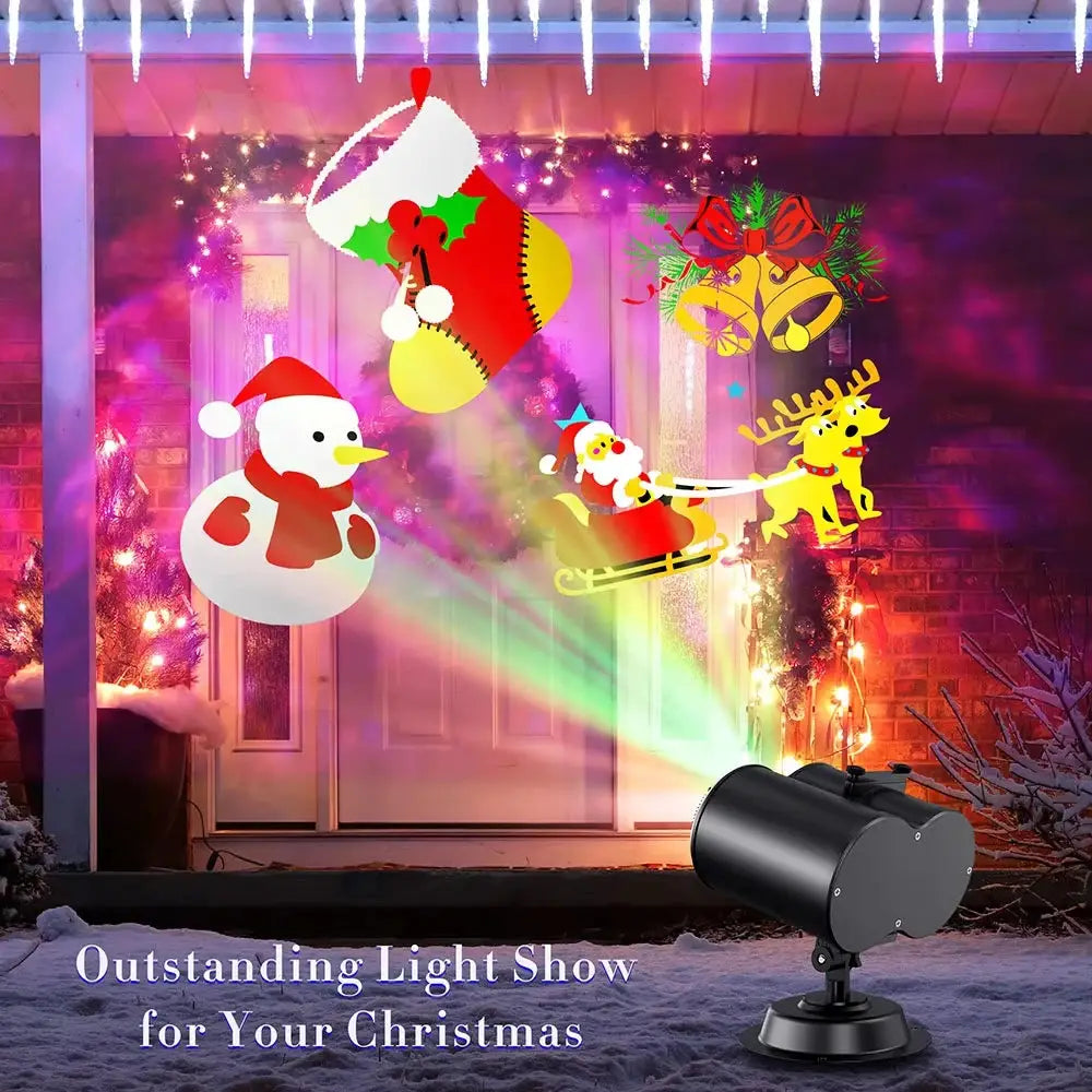 Outdoor Holiday Projector Lights | HD Moving Patterns | 2 In 1 Decor Effects