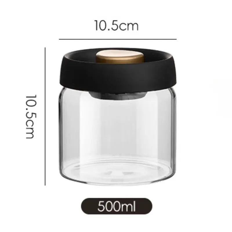 Coffee Beans Storage Jar | Airtight Vacuum Seal | Glass Bottle | Over 501ml