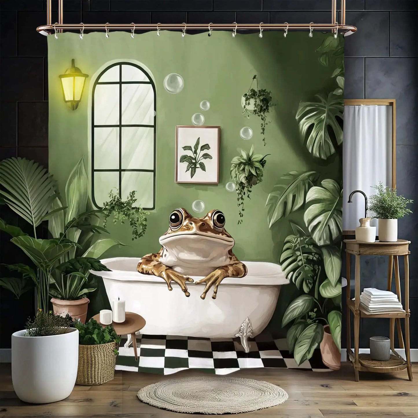 Funny Dog Shower Curtain Set Bathroom Bulldog Labrador Vintage Retro Hilarious Animal Waterproof Bathroom Curtain with 12 Hooks from PriceLows™