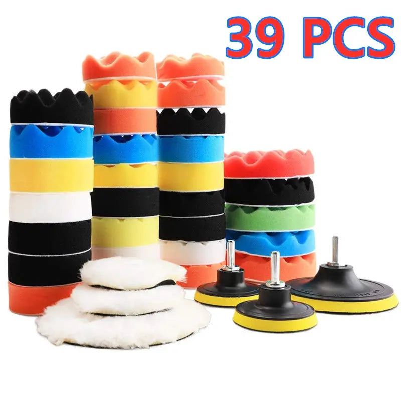 Polishing Sponge Pads Kit | Reusable Foam Buffers | Curved Washable Wool Pads
