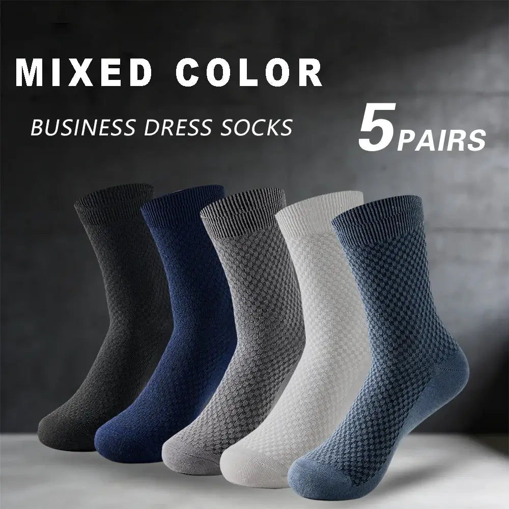 Men's Bamboo Socks | Cotton Blend | Crew | 5 Pairs