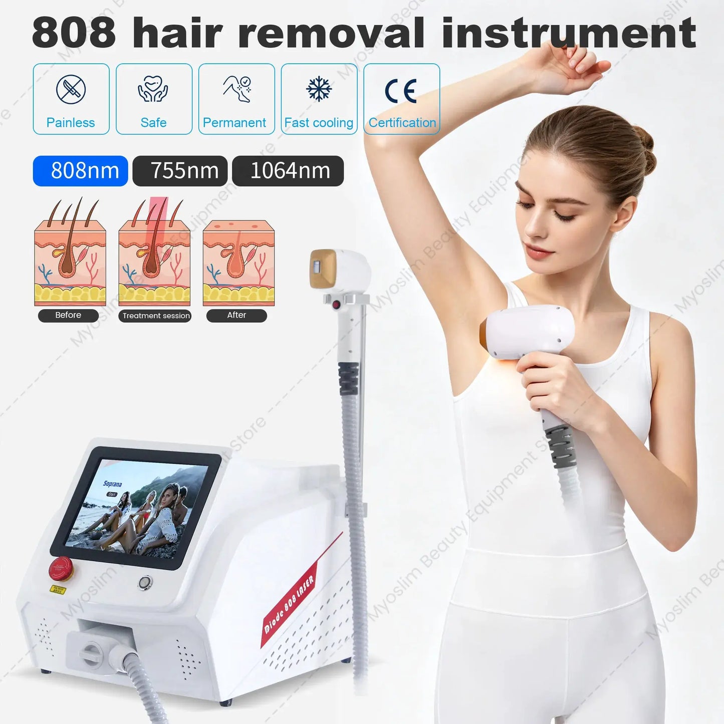 Professional 808Nm Diode Laser | Ice Cooling Epilator | Full Body Hair Removal