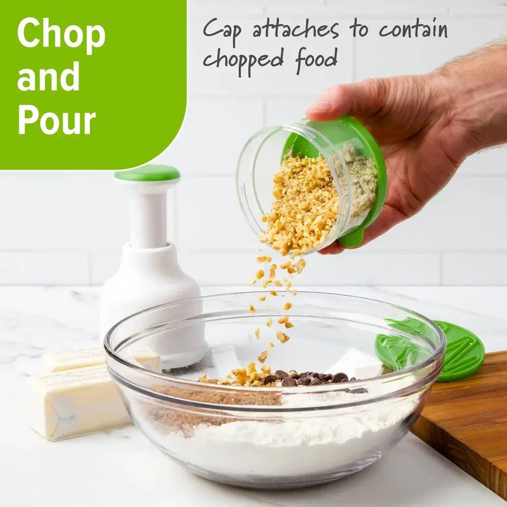 Fresh Food Chopper with Rotating Zig-Zag Blade One-Handed Chopping Dishwasher Safe Kitchen Gadget Onions Garlic Herbs Nuts from PriceLows™