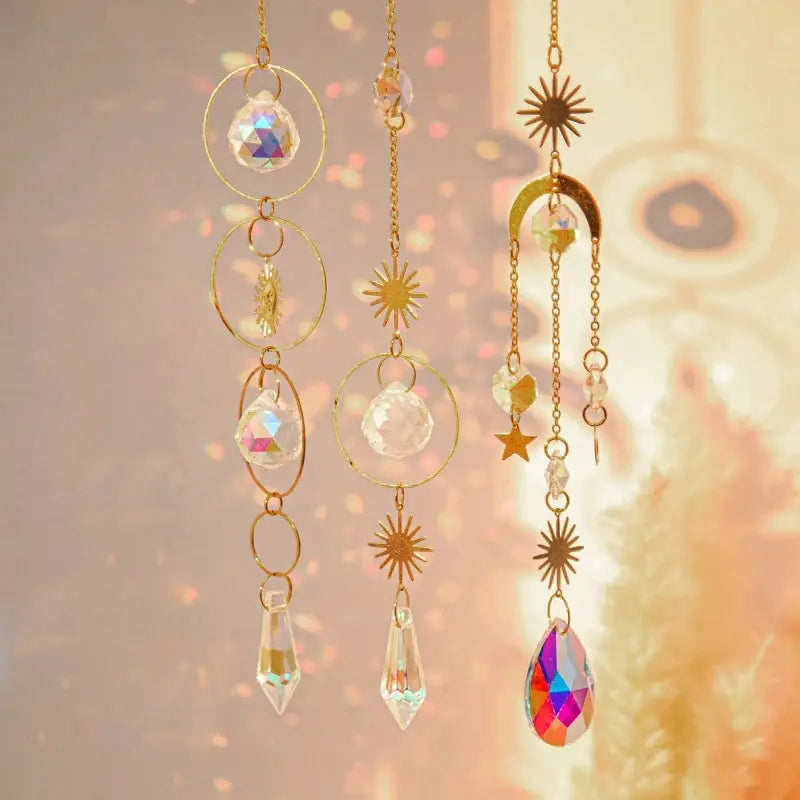 Crystal Suncatcher Moon Star Rainbow Sun Catcher Wind Chime Pendant Sun Catcher Pendants Outdoor Garden Yard Hanging Decor from PriceLows™