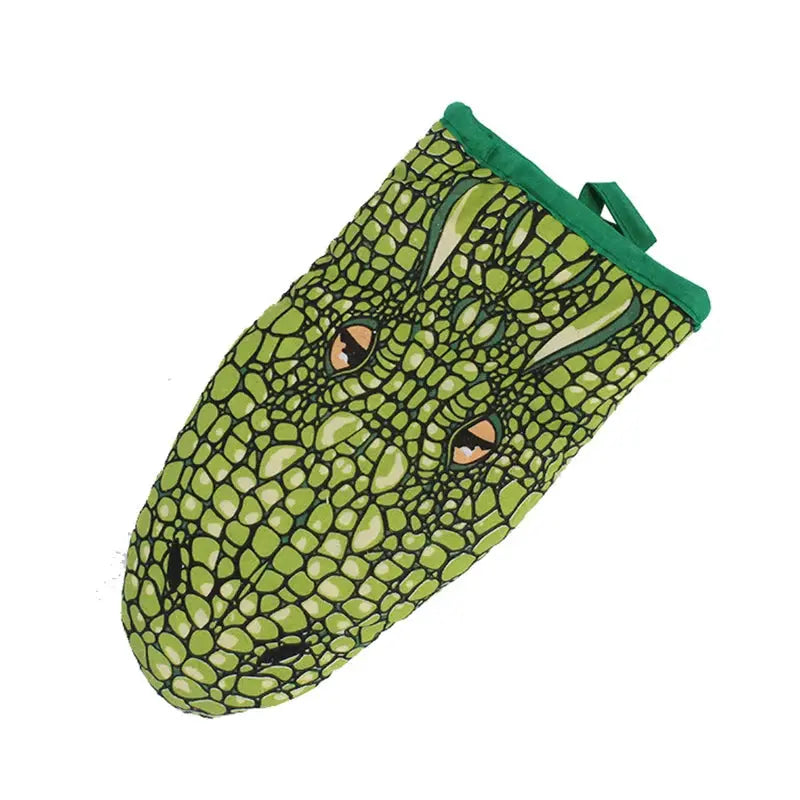 Oven Mitts | Crocodile Pattern Cartoon Animal | Heat Resistant Thickened
