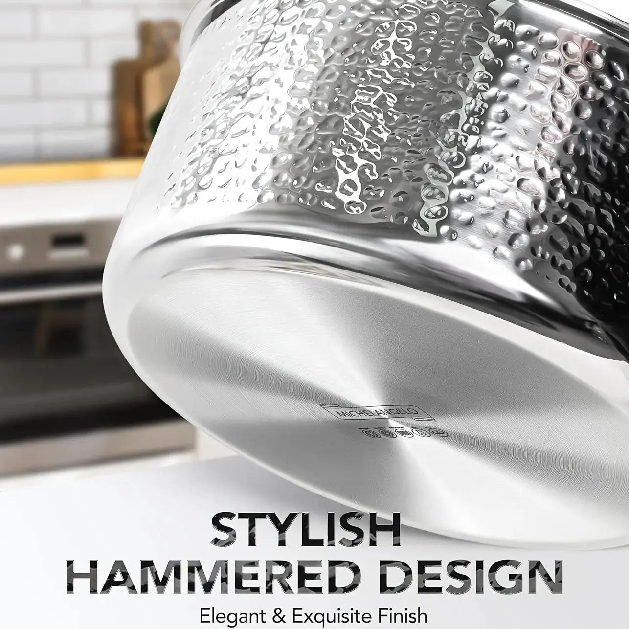 Triply Stainless Steel Saucepan Set, Luxury Hammered Stainless Steel Sauce Pans with Golden Handle, Premium Sauce Pot Set from PriceLows™