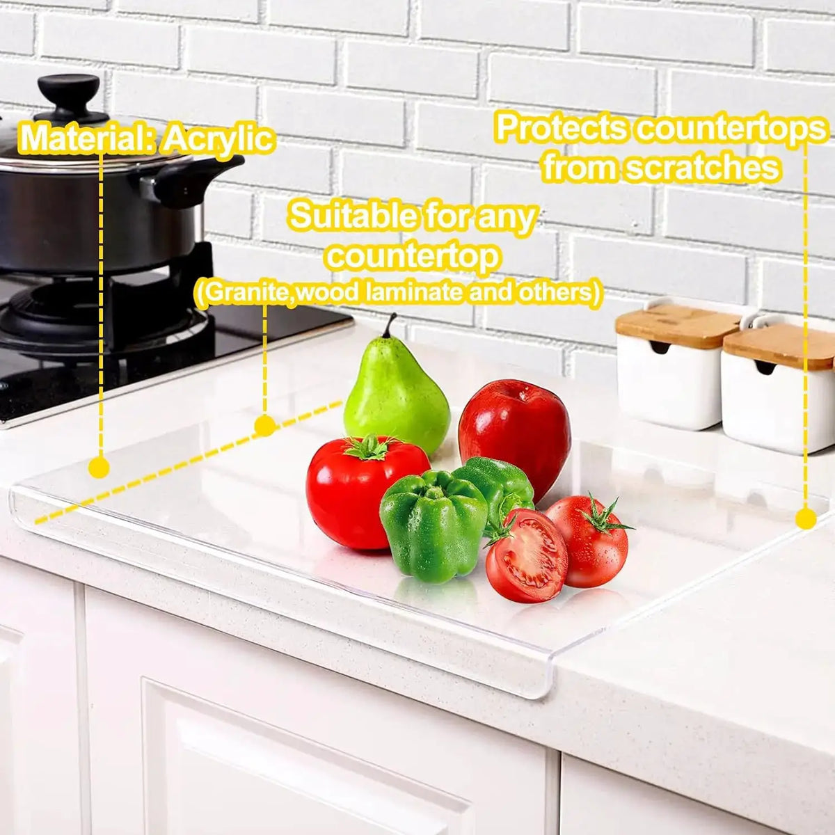 Acrylic Cutting Board | Transparent Anti Slip | Countertop Protector