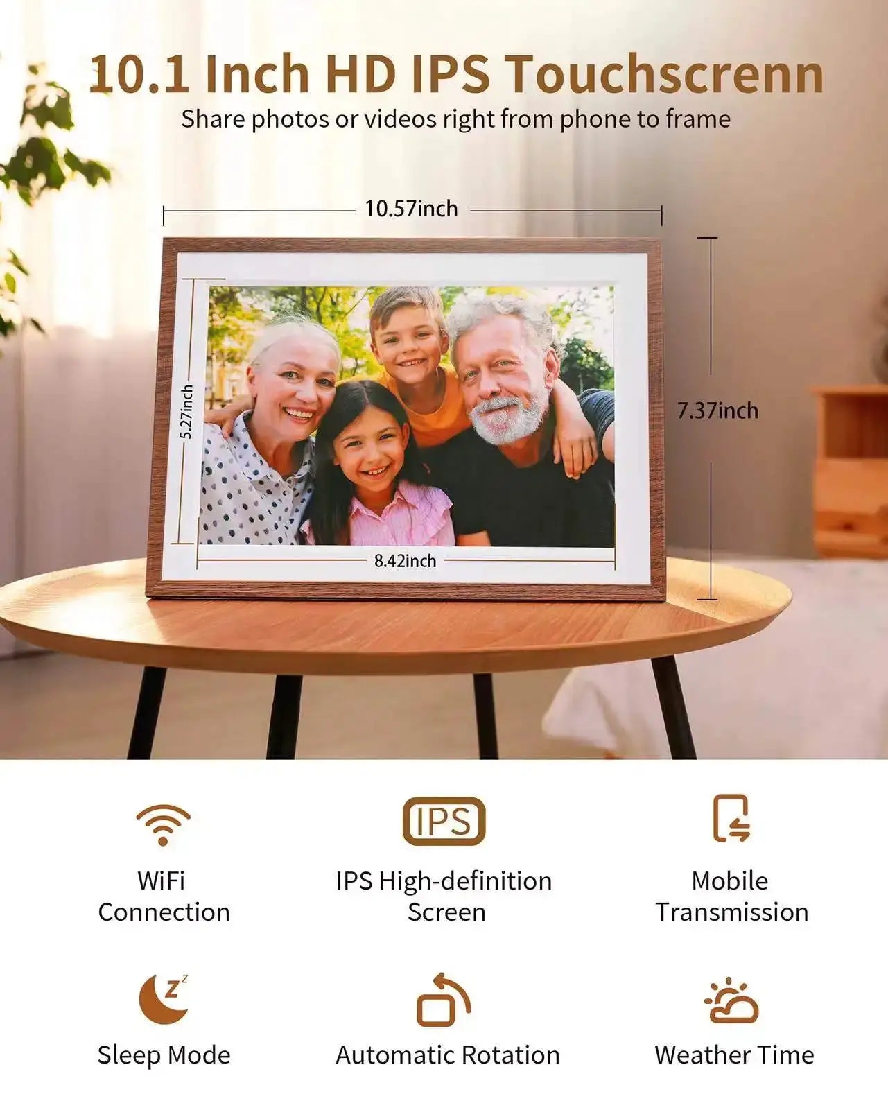 Digital Picture Frame | 10.1 Inch Display | 1280x800 IPS HD | 32GB WiFi Storage