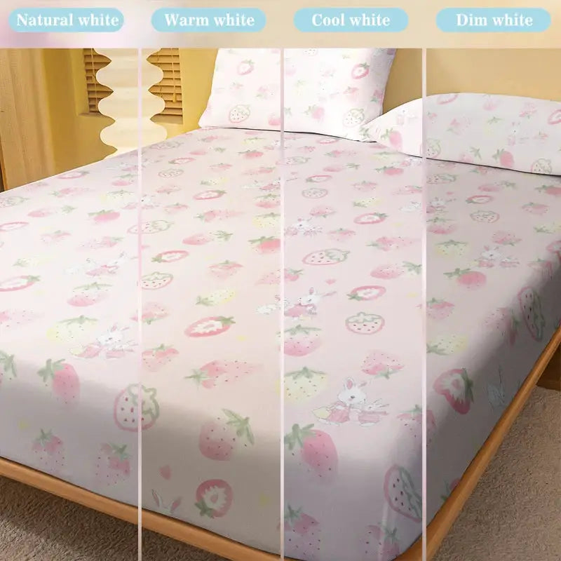 Rabbit Cartoon Printed Matte Fitted Sheet 1pc Cute Animal Design Bed Cover for Bedroom (Excluding Pillowcases) from PriceLows™