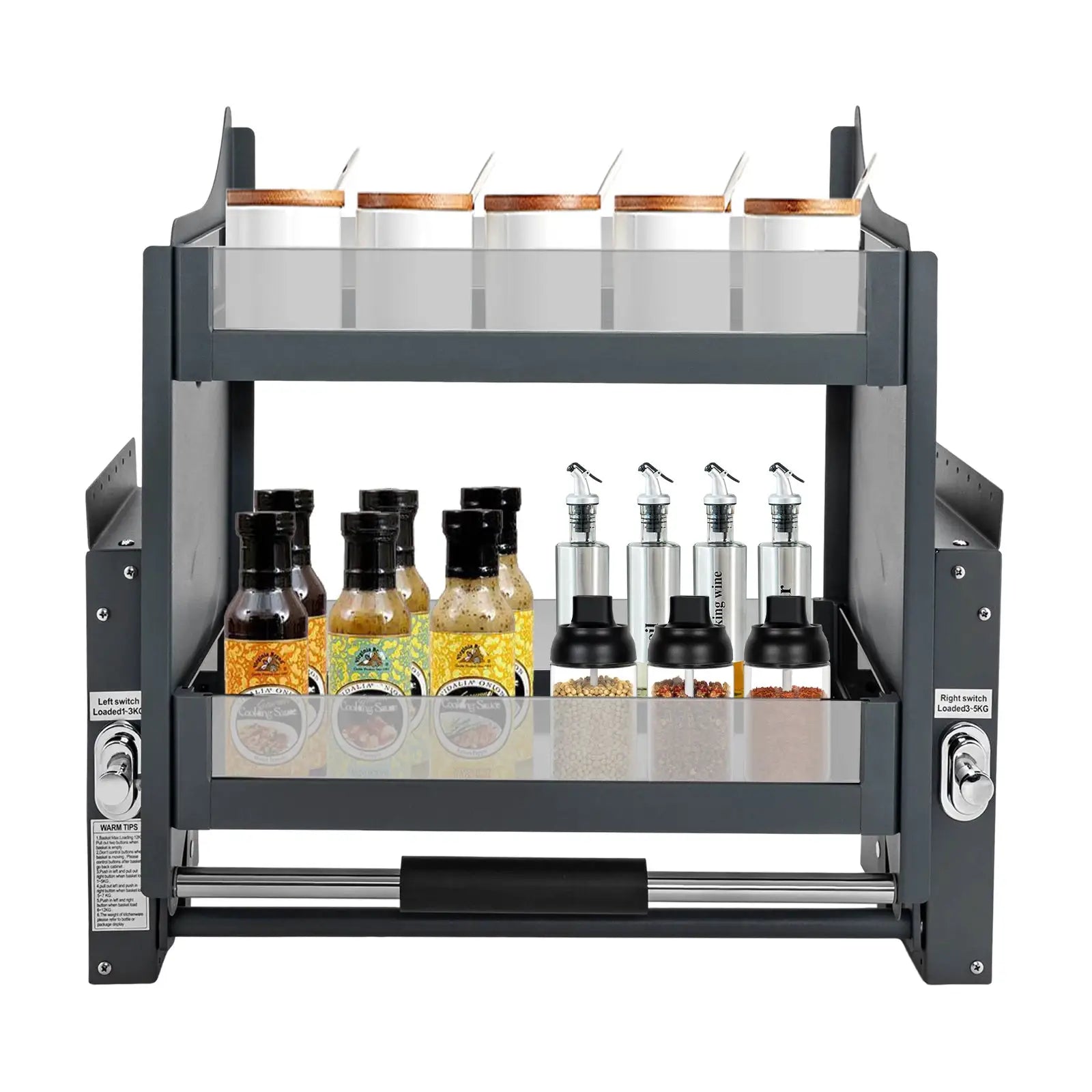 2-tier Pull-down Cabinet Storage Shelf Adjustable Bearing Upper Kitchen Wall Cabinet Organizer from PriceLows™