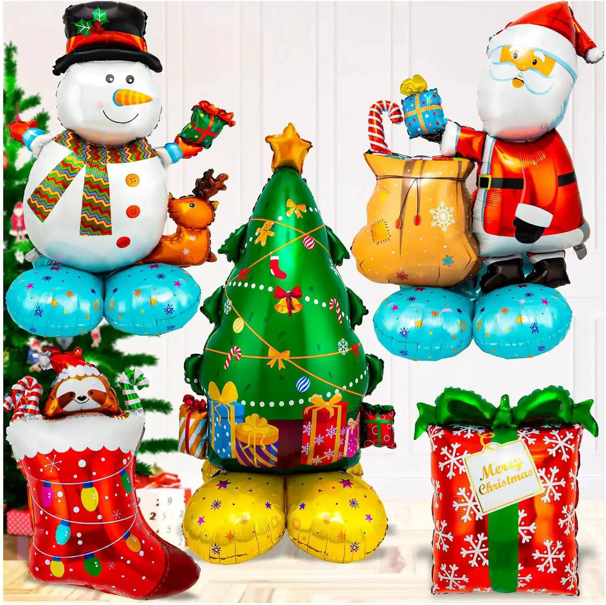 Christmas Balloons | Foil Material | Multipack Set | Assorted Designs
