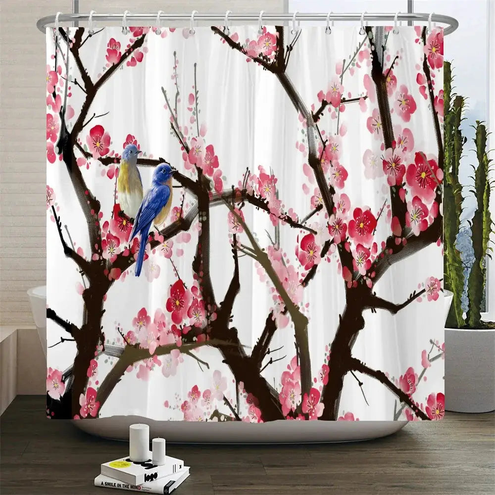Chinese Style Flower and Birds Tree Shower Curtains Bath Curtain Waterproof Bathroom Decor With Hooks 3d Printing Bath Curtain from PriceLows™