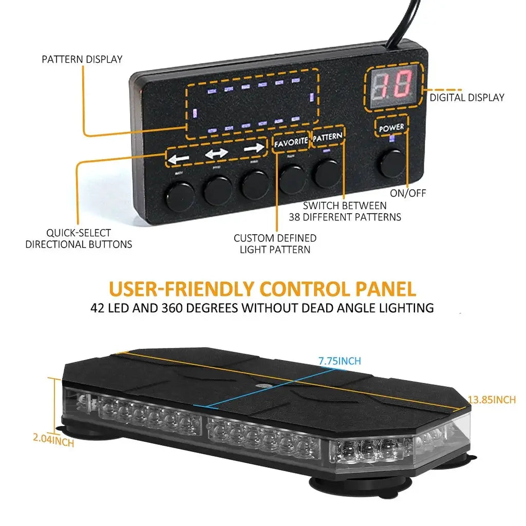 42 LED Car Roof Top Strobe Lights Emergency Warning Safety Beacon Magnetic Mount For Truck Ambulance Snow Plow police lights bli from PriceLows™