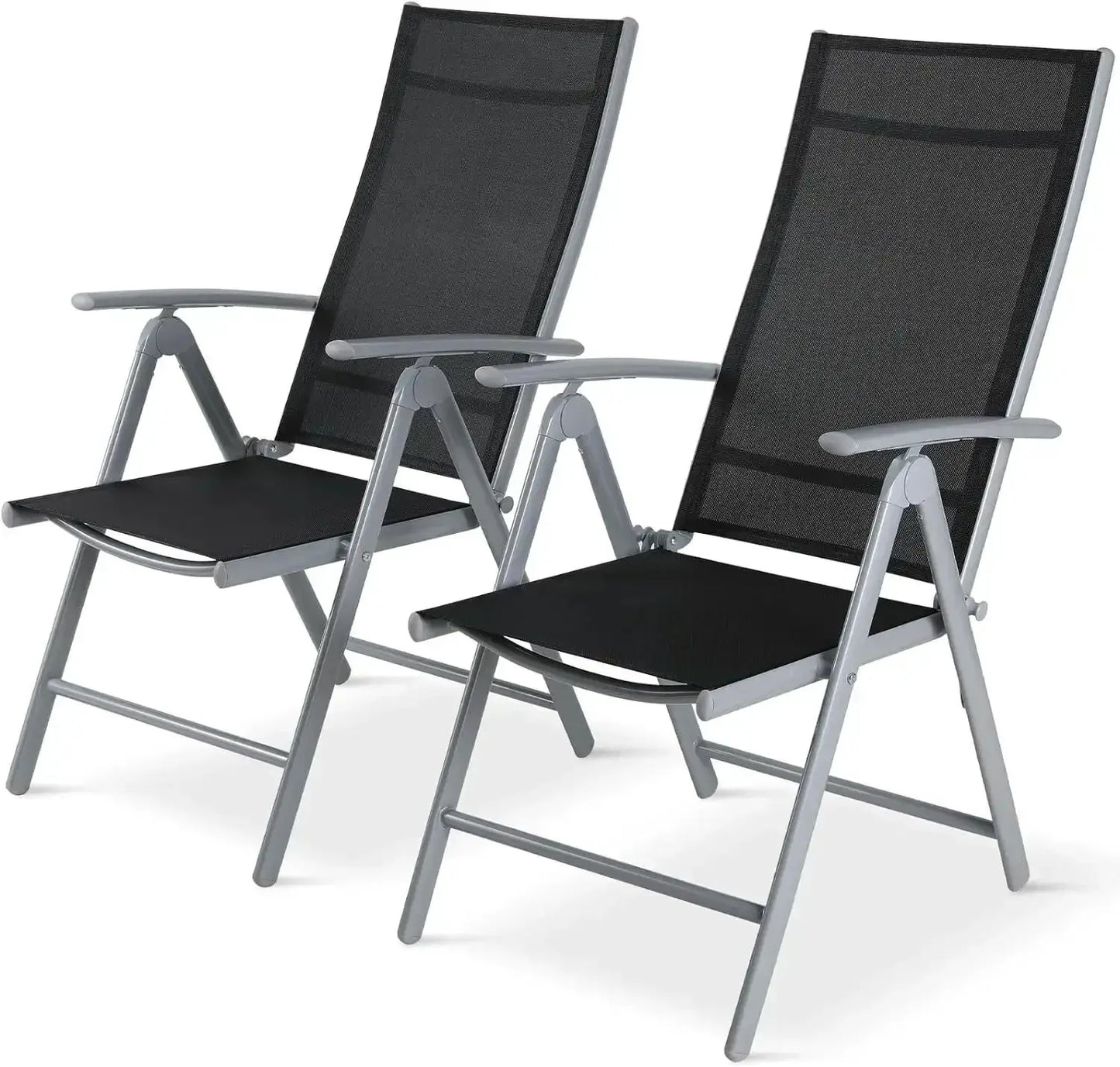 2PCS Foldable Lounge Chair Patio Folding Dining Chairs Aluminum Padded Adjustable High Back Lightweight Lawn Chair, Load 120kg from PriceLows™