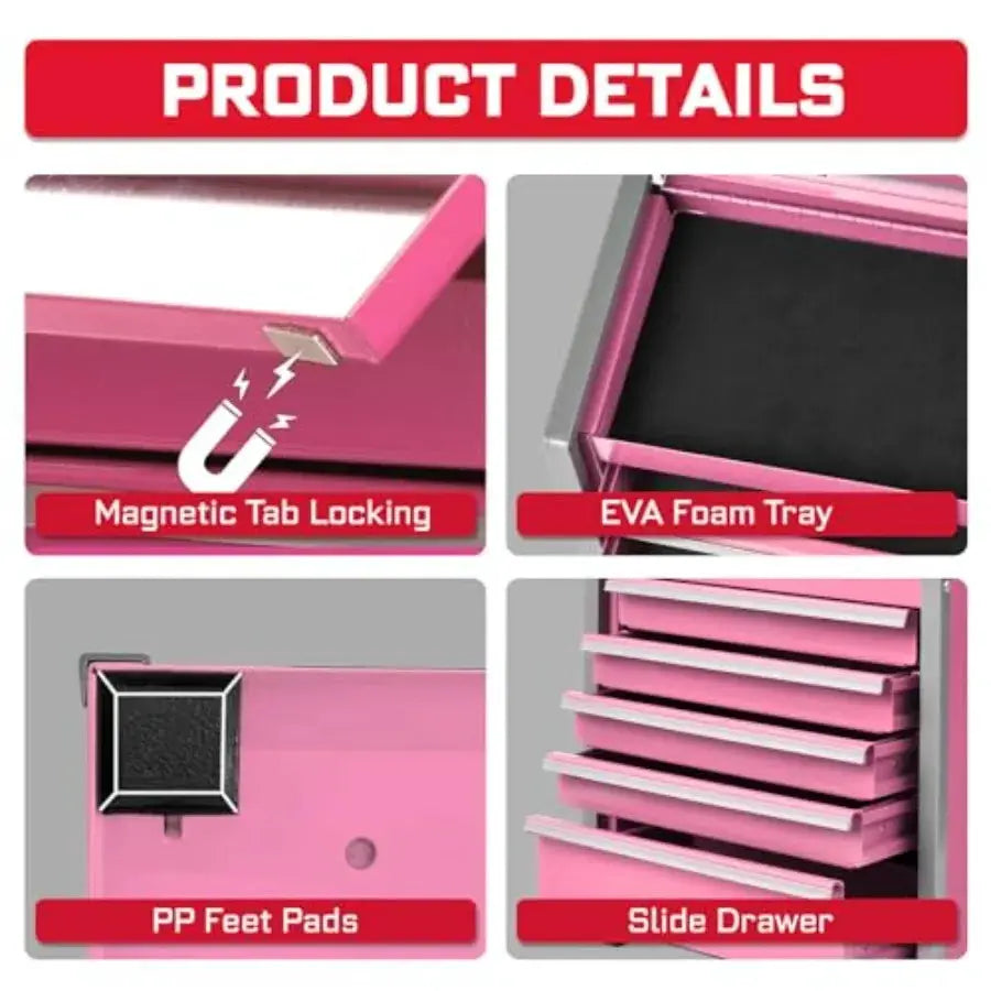8-Drawer Rolling Tool Box, Heavy Duty Micro Roll Cab Steel Stackable Tool Chest with Lockable Drawers, 2-in-1 Large and Compact from PriceLows™