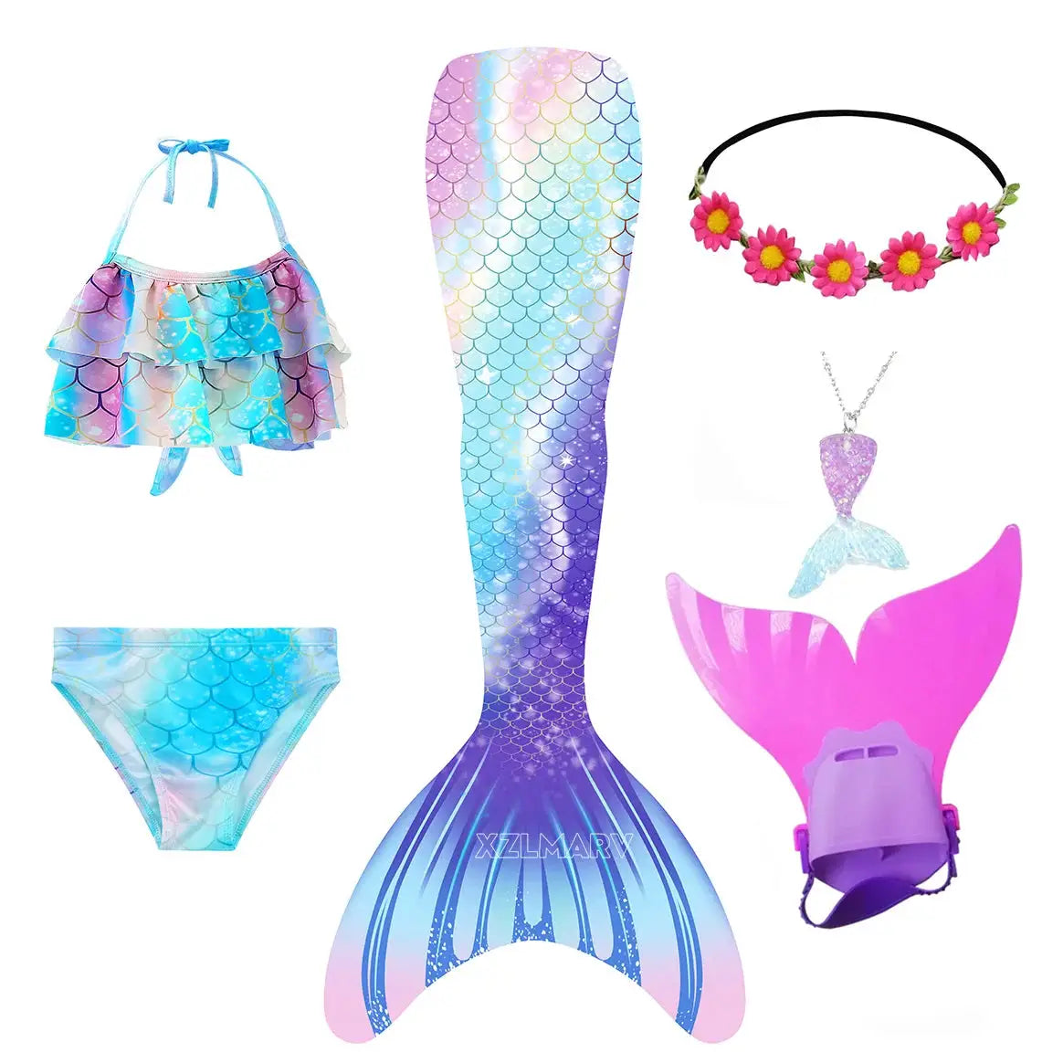 Mermaid Costume for Girl Mermaid Tail for Swimming Can Add Monofin Fin Girls Ariel Mermaid Costumes Cosplay Birthday Gift from PriceLows™