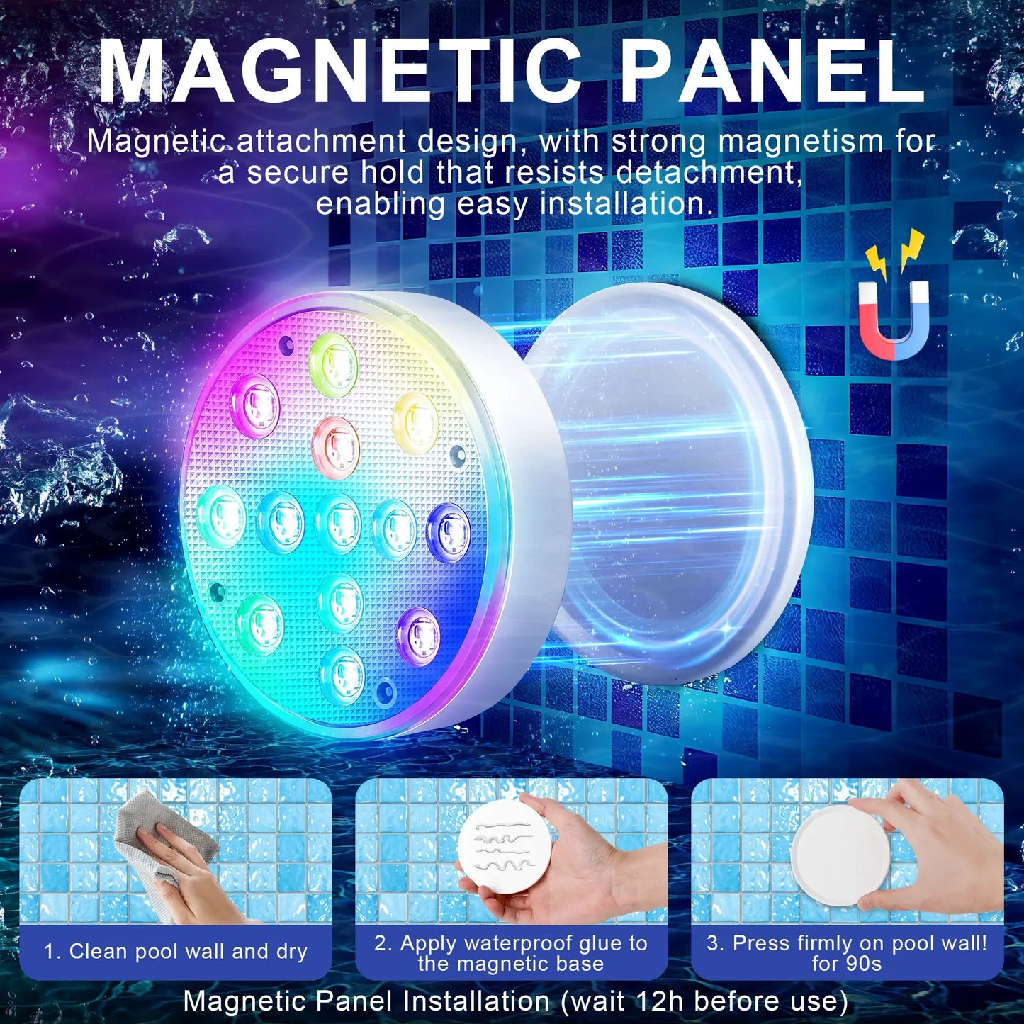 Rechargeable Submersible Pool Lights With Remote Waterproof Underwater Charging 16 Color Changing LED With Magnet Floating Light from PriceLows™
