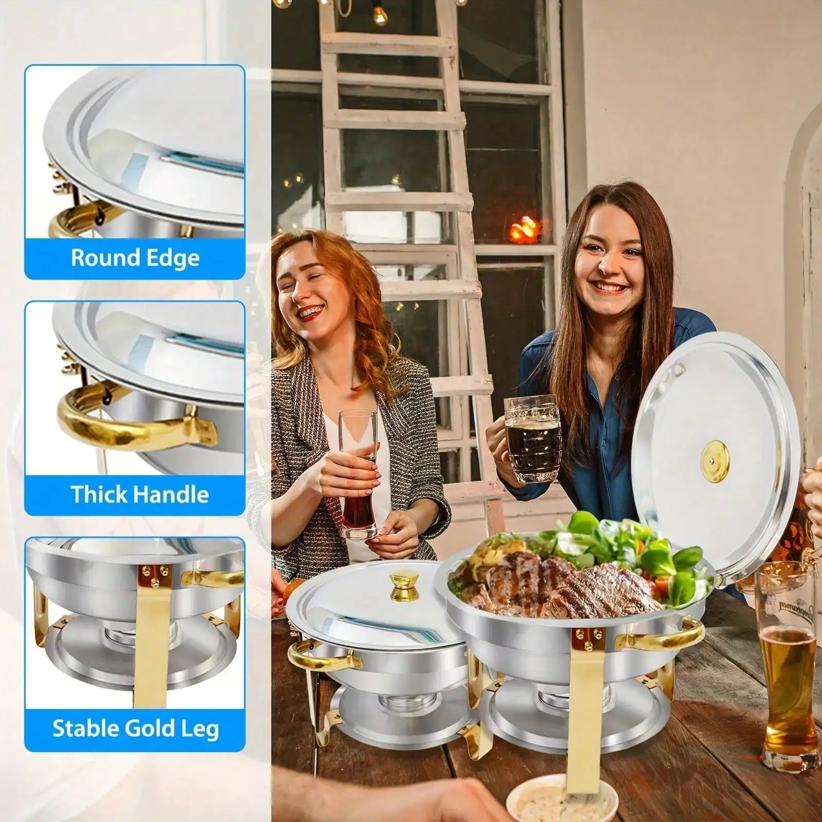 2/4/6 Pack 5QT Round Stainless Steel Baking Tray Set for buffets, family parties, holiday buffet essentials from PriceLows™