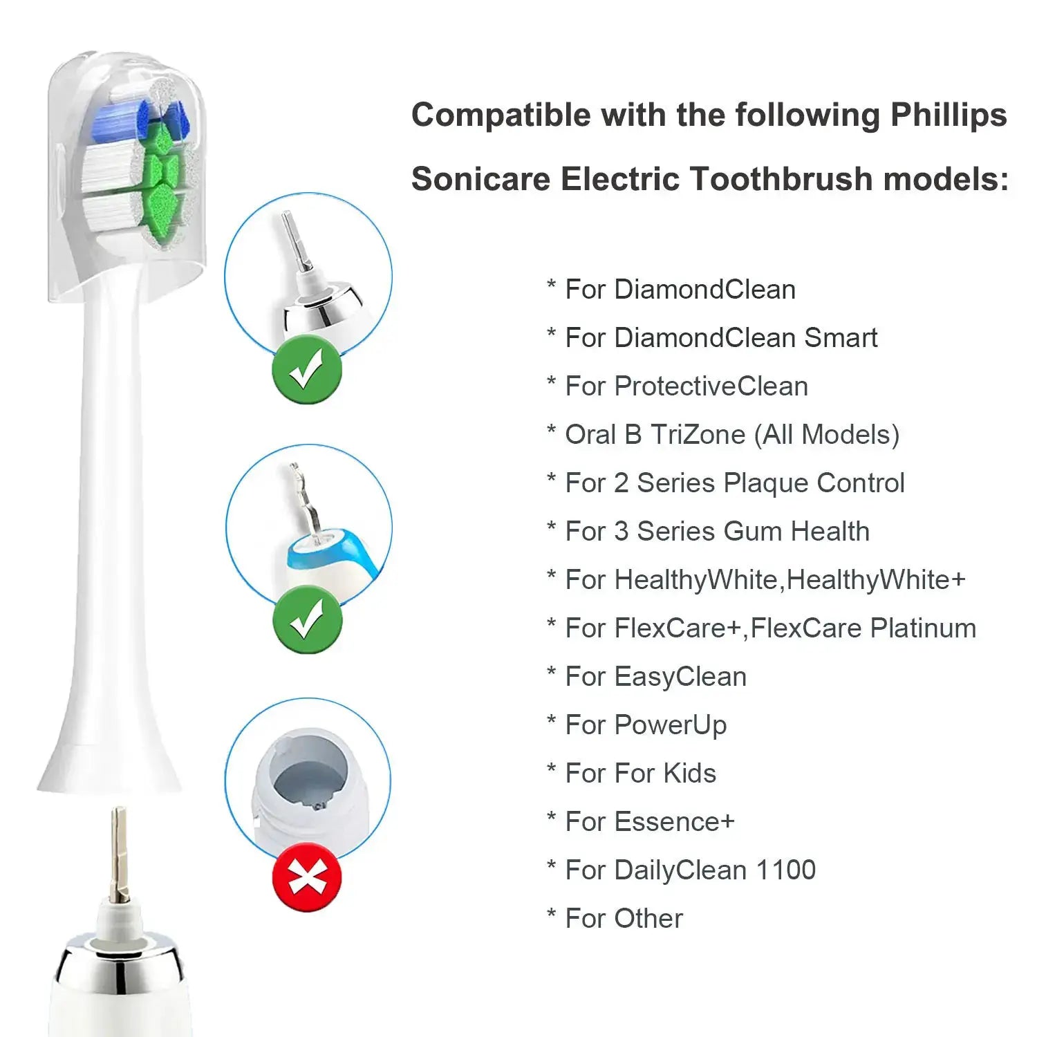 4/8/12/16 Pcs Replacement Toothbrush Heads Compatible with Philips Sonicare Electric Toothbrush Refills for 1100 2100 4100 5100 from PriceLows™