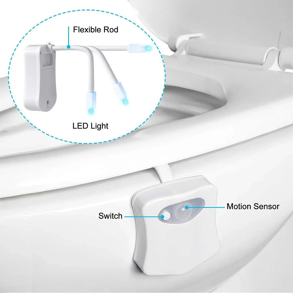 LED Night Light | Motion Sensor | RGB 8 Colors | Bathroom Toilet Use