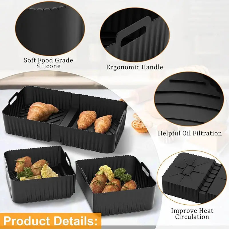 Silicone Air Fryer Liners | Ninja AF500EU Compatible | Non-Stick | 10.4L/5.2L