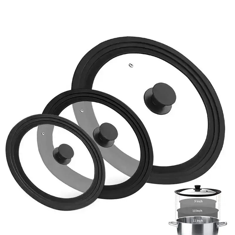 Universal Lid | Tempered Glass | Silicone Rim | Multiple Sizes
