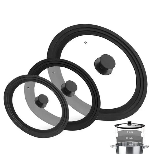 Universal Lid | Tempered Glass | Silicone Rim | Multiple Sizes