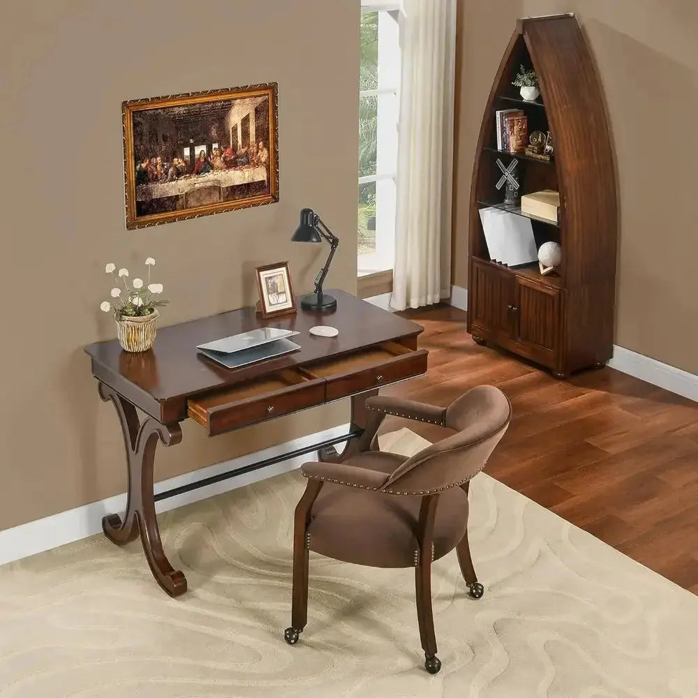 Large Curved Leg Laptop Desk with Storage Drawers, 47.2 Workstation for Home Office or Study, Easy Assembly Vanity Table SSZD003 from PriceLows™