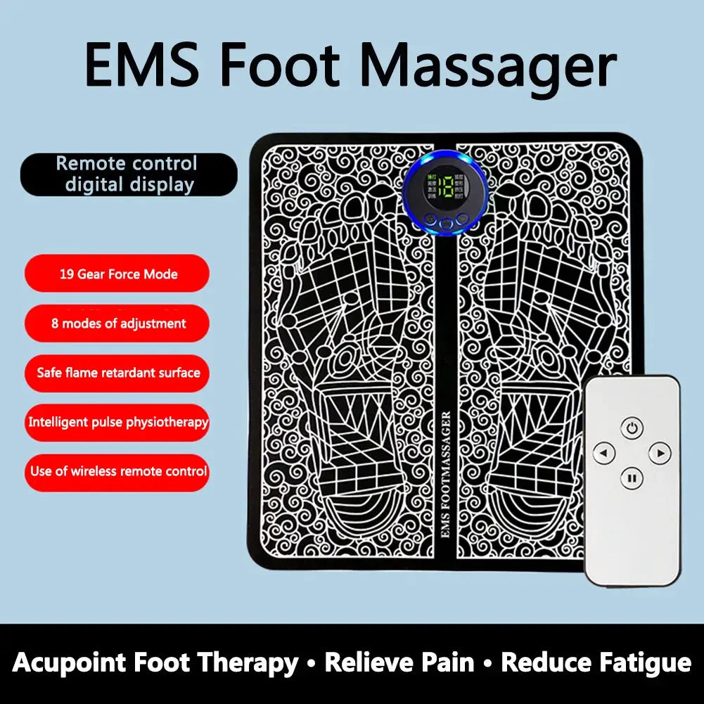EMS Foot Booster Foot Circulation Massager 8 Modes USB Rechargeable Leg Muscle Stimulator Remote Control for Relax Feet and Legs from PriceLows™