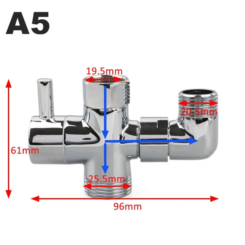 Shower Diverter Valve | 3-Way Brass | G1/2 G3/4 Threads | Shower Arm Adapter